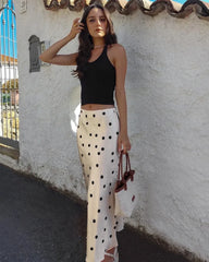 Polka Dot Silk Midi Skirt