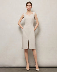Triacetate Sweetheart Neck Sheath Midi Dress