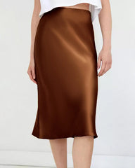 Elegant Knee-Length Silk Skirt