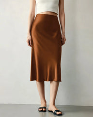 Elegant Knee-Length Silk Skirt