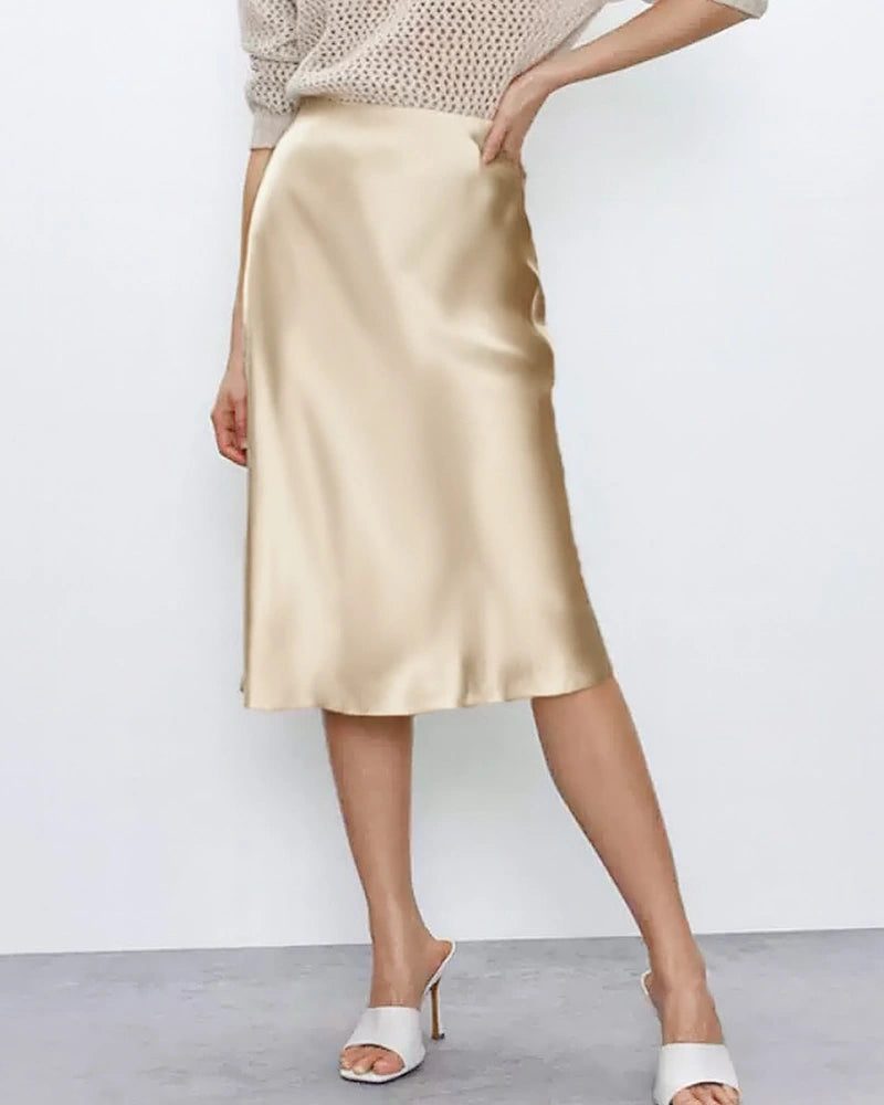 Elegant Knee-Length Silk Skirt