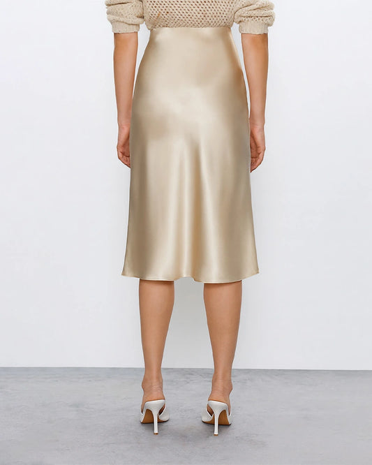 Elegant Knee-Length Silk Skirt
