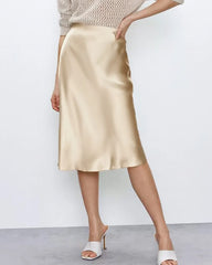 Elegant Knee-Length Silk Skirt
