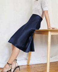 Elegant Knee-Length Silk Skirt