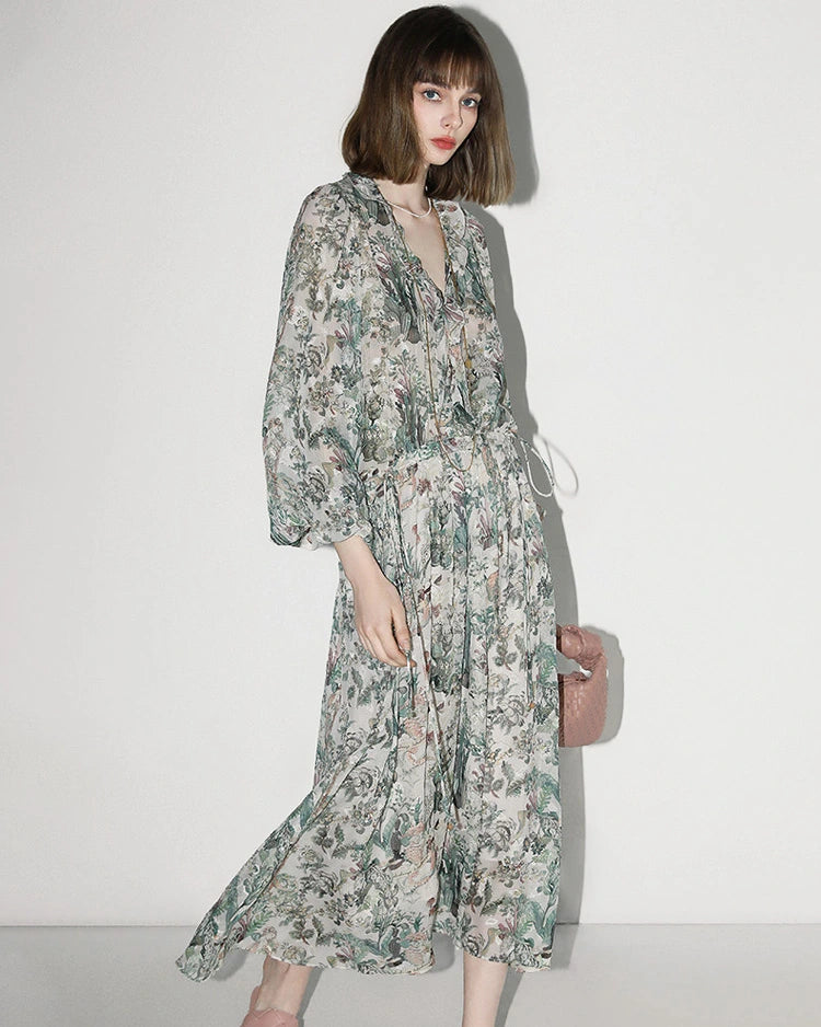 Fairyland Floral Silk Maxi Dress
