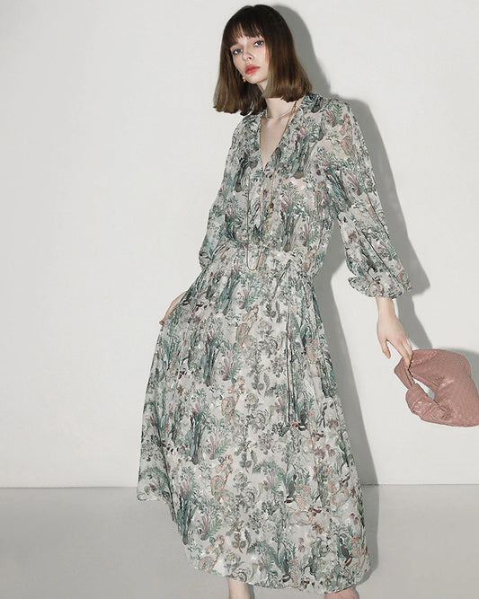 Fairyland Floral Silk Maxi Dress