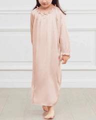 Girls Long Sleeve Silk Nightgown
