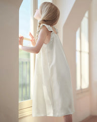 Girls Silk Nightgown with Double Ruffle Sleeves