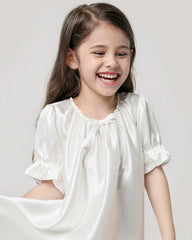 Girls Silk Short Sleeve Nightgown