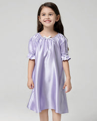 Girls Silk Short Sleeve Nightgown