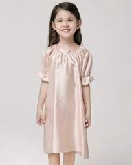Girls Silk Short Sleeve Nightgown