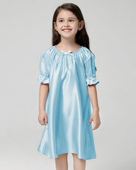 Girls Silk Short Sleeve Nightgown