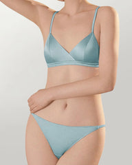 Silk Triangle Bralette and V String Panty Set