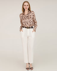 40 Momme Silk Sculpted Straight Pants White