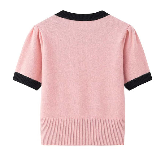 Round Neck Short-Sleeved Cashmere Sweater