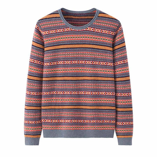 Striped Round Collar Cashmere Sweater