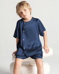 Kids Silk Pajamas Short Sleeve Shorts Set
