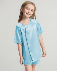 Kids Silk Pajamas Short Sleeve Shorts Set