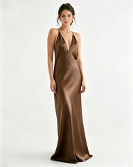 Liquid Triacetate Deep V Maxi Slip Dress