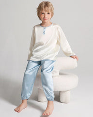 Long Sleeve Silk Pajama Set For Kids