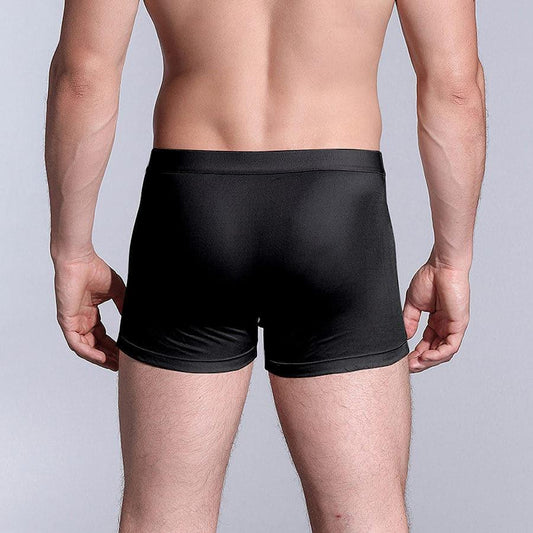 Men's Silk Boxer Briefs Underwear Black