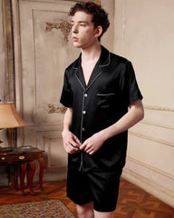 Men's Washable Silk Pajamas Short Set
