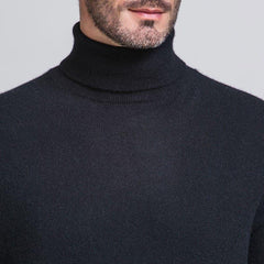 Men's High-Neck Cashmere Turtleneck Sweater Black