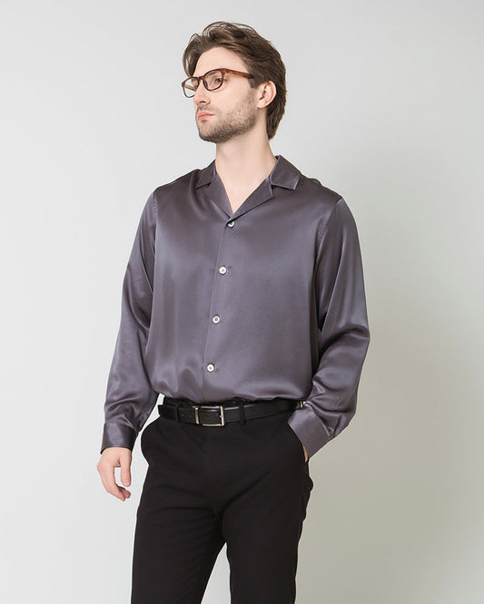 Men's Pure Silk Classic Business Shirt Grey