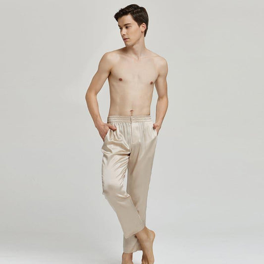 Men's Silk Pajama Pants Sleep Pants Champagne