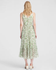 Mint Green Paisley Silk Maxi Dress