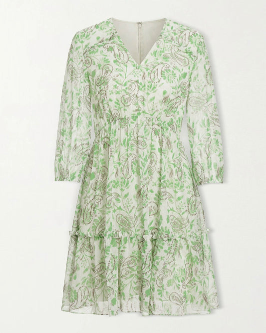 Mint Green Paisley Silk Mini Dress