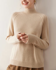 Mock Neck Cable Knit Cashmere Sweater