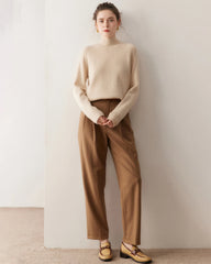 Mock Neck Cable Knit Cashmere Sweater