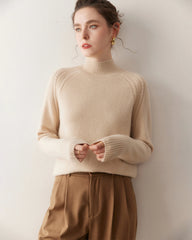 Mock Neck Cable Knit Cashmere Sweater