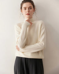Mock Neck Cable Knit Cashmere Sweater
