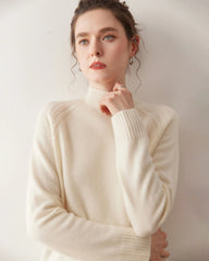 Mock Neck Cable Knit Cashmere Sweater