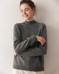 Mock Neck Cable Knit Cashmere Sweater