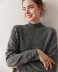 Mock Neck Cable Knit Cashmere Sweater