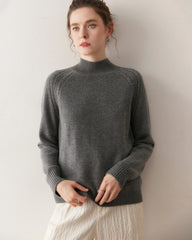 Mock Neck Cable Knit Cashmere Sweater