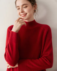 Mock Neck Cable Knit Cashmere Sweater