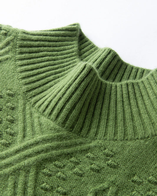 Mock Neck Diamond Knit Cashmere Sweater