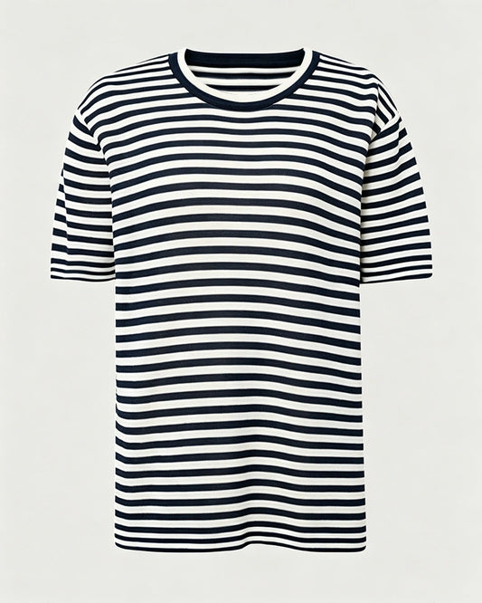 100% Mulberry Silk Jersey Striped T Shirt