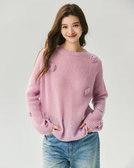 Oversize Flower Knit Silk Cashmere Sweater