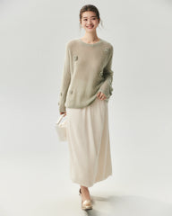 Oversize Flower Knit Silk Cashmere Sweater