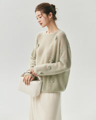 Oversize Flower Knit Silk Cashmere Sweater