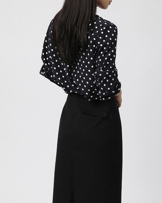 Polka Dot Bow Silk Shirt