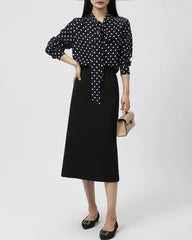 Polka Dot Bow Silk Shirt