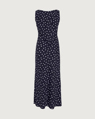 Polka Dot Silk Bias Cut Midi Dress with Cowl Back