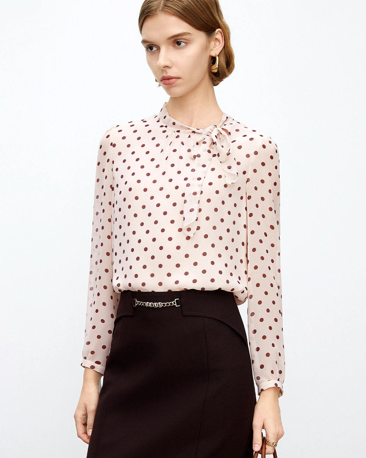 Polka Dot Silk Blouse with Side Tie