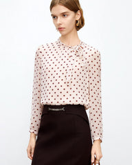 Polka Dot Silk Blouse with Side Tie